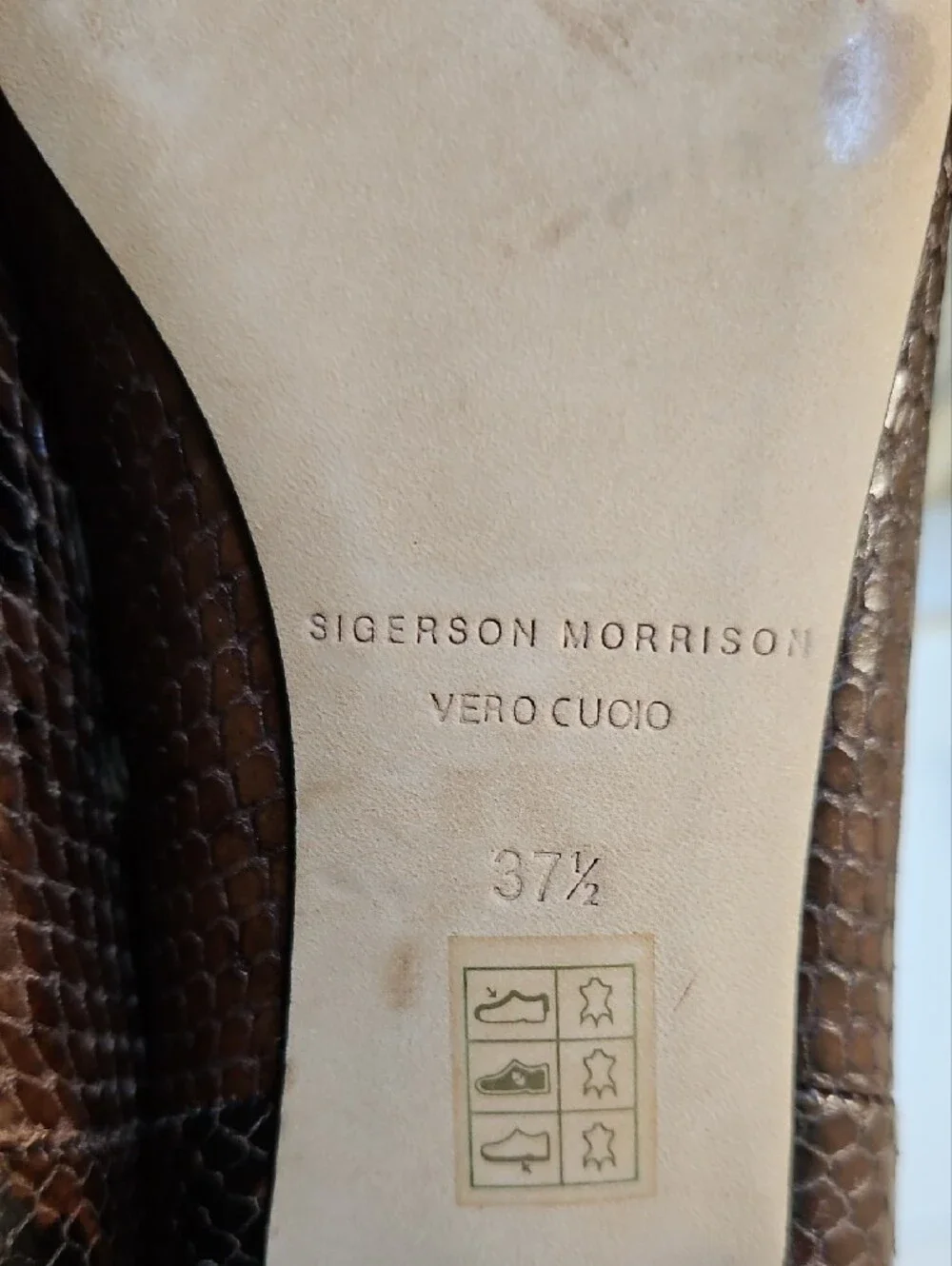 Sigerson Morrison Women’s Tall Snake-Embossed Leather Boots in Dark Brown